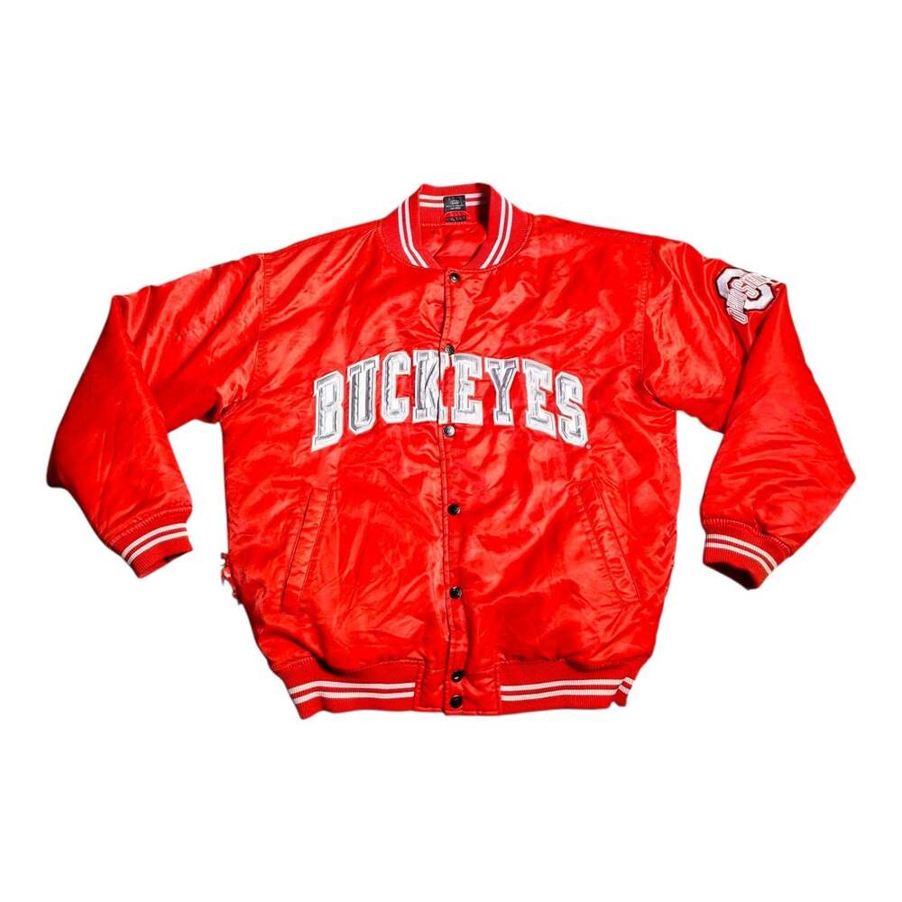 Ohio State Buckeyes Starter Varsity Jacket Mens Large Red Snap Front Football